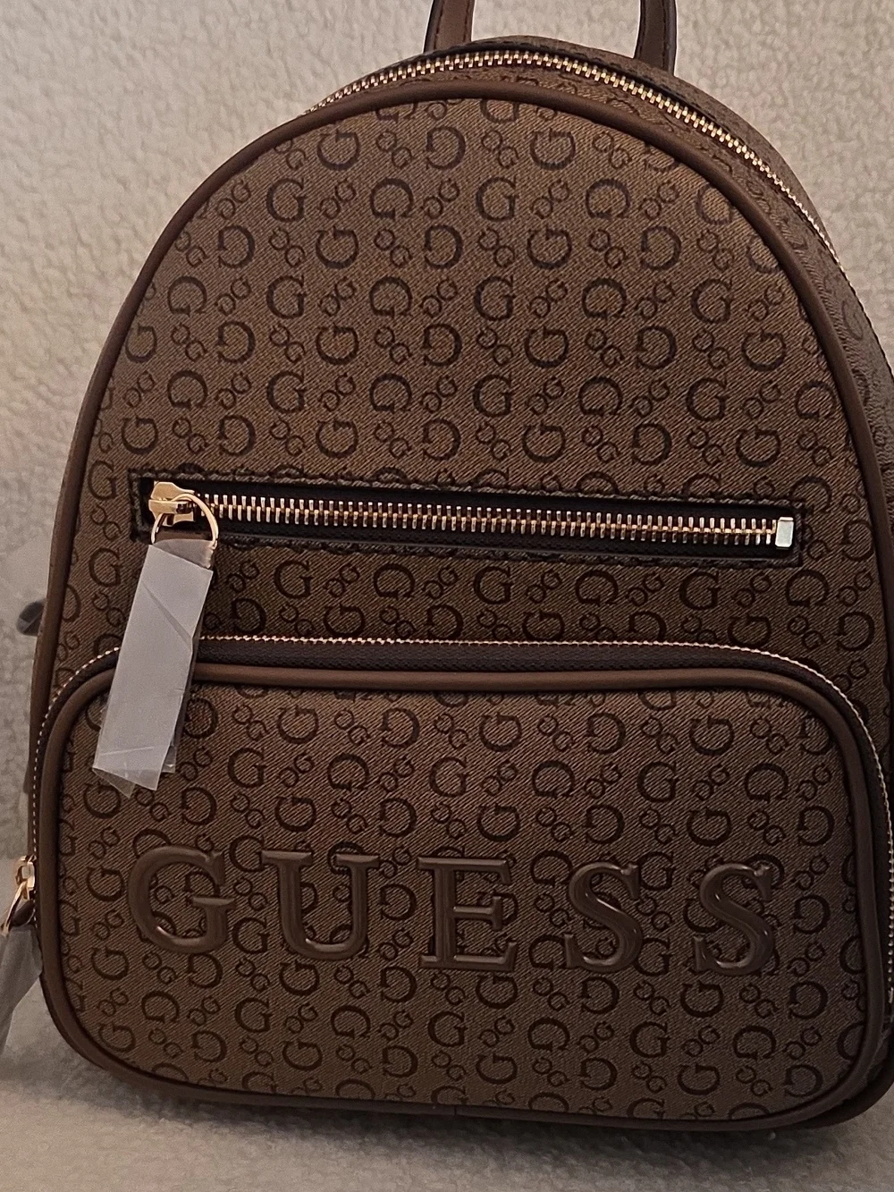 GUESS Brown Logo Mini Backpack - Compact Men’s Bag
